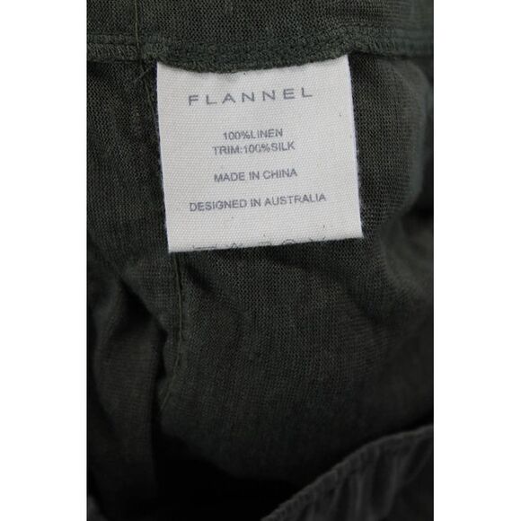 Flannel Womens Drawstring Tiered Ruffled Knit Short Green Linen Size 2 - Picture 5 of 7